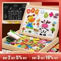 Puzzle animale multifunzione in legno per bambini che scrive lavagna da disegno magnetica