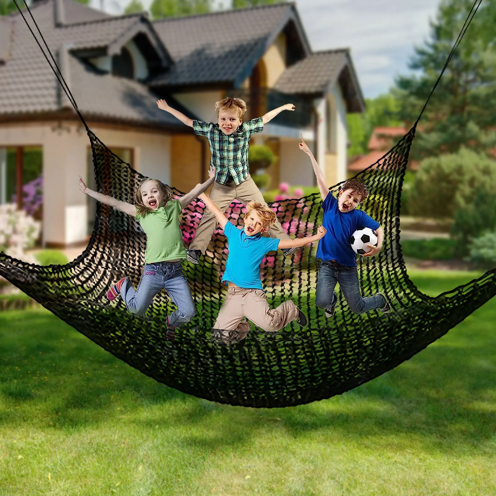 1*3m/2*3m Kinder Spielplatz Spielen Sicherheit Net Outdoor Klettern Cargo Net Kinder Hindernis griff Doppel Schichten Hinterhof Sicherheit Net Image
