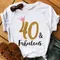 Corona rosa 30th/40th/50th/60th T-Shirt con stampa grafica favolosa numero di abbigliamento donna