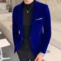 2023 abbigliamento di marca uomo abito in velluto dorato/blazer da uomo slim di alta qualità/abito