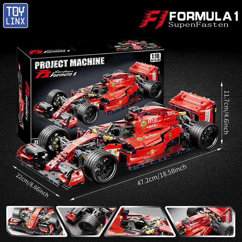 F1 RC Rennwagen 1163PCS Gebäude Sets MOC Fernbedienung Bausteine Coole Sammeln Modell Auto Kits Gebäude Spielzeug Image