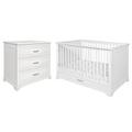 Lit évolutif 70x140 commode 3 tiroirs blanc