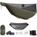 Camping Hammock with Mosquito Net, Adjustable Ridgeline, Double Portable Nylon Hammock with Tree Straps for Hiking Backpacking