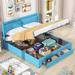 Queen Size Storage Upholstered Hydraulic Platform Bed with Drawers