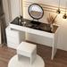 Sleek White Makeup Vanity Set with Tri-Color LED Smart Mirror Dresser