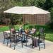 Patio Dining Set with 4/6*Metal Outdoor Chairs, Metal Square Dining Table and 10/13ft/ Patio Umbrella