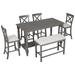 6-Piece Counter Height Dining Table Set with 4 Chairs & Bench, Grey