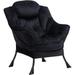 Modern Fabric Lazy Chair, Accent Contemporary Lounge Chair with Armrests and A Side Pocket