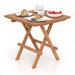 1/2 PC Patio Folding Table Teak Wood Square Slatted Tabletop Portable