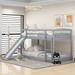 Twin over Twin Low Bunk Bed with Convertible Slide and Ladder, Rugged Wooden Frame