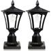 Pasamic Outdoor Solar Post Light Fixture with 3 Pier Mount Base Dusk to Dawn Waterproof Outdoor Solar Lamps for Garden Post Pole Mount 2 Pack