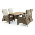 Furniture of America Mack Aluminum 5-Piece Patio Dining Set with Adjustable Table Brown
