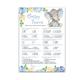 BLUE ELEPHANT Baby Shower Game â€” BABY TRIVIA Game â€” Pack of 25 â€” Fun Baby Facts Game BOY Baby Shower Game Blue Floral Baby Elephant Baby Shower Activity Flowers Couples Shower SKU G531-TRV