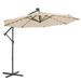 10 ft. Solar LED Patio Outdoor Hanging Cantilever Offset Umbrella with 32 LED Lights Tan