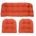 RSH DÃ©cor Indoor Outdoor 3 Piece Tufted Wicker Settee Cushions 1 Loveseat & 2 U-Shape Weather Resistant ~ Choose Color (Coral 2-19 x19 1-41 x19 )