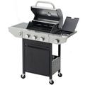 Seizeen Propane Gas Grill w/Side Burner 3-Burner Stainless Steel Grill 133950BTU Outdoor Patio Camping Barbecue Grill with 4 wheels Electronic Ignition Built-in Thermometer