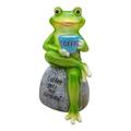 HANXIULIN Garden Statue Figurine Frog Sitting On Stone Statue Drinking Coffee Frogs Decor for Yard Ornament and Fairy Garden Accessories Outdoor Home Decoration 1PC Home Decor