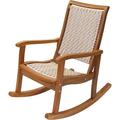 Outdoor Interiors All-Weather Breathable Wicker Eucalyptus Wood Rocking Chair For Decks Patios and Porches Ash Brown