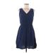 Old Navy Cocktail Dress - Mini V Neck Sleeveless: Blue Solid Dresses - Women's Size Medium