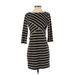 J. McLaughlin Casual Dress - Sheath Crew Neck 3/4 sleeves: Black Print Dresses - Women's Size Small