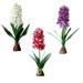 QIIBURR Artificial Flower Arrangements with Vase 3Pcs Hyacinth Artificial Flower with Corm Bouquet Leaves for Home Farmh Flower Vase with Artificial Flowers