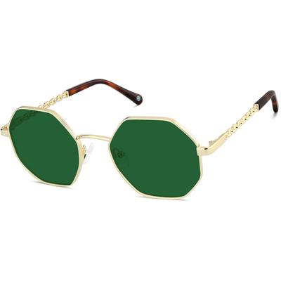 Zenni Geometric Rx Sunglasses Gold Stainless Steel Full Rim Frame