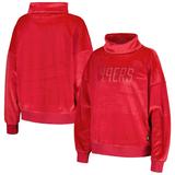Women's DKNY Sport Red San Francisco 49ers Deliliah Rhinestone Funnel Neck Pullover Sweatshirt
