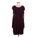 White House Black Market Casual Dress - Shift Scoop Neck Short sleeves: Burgundy Solid Dresses - Women's Size Medium