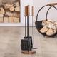 Contemporary Wood And Iron Fireplace Companion Set