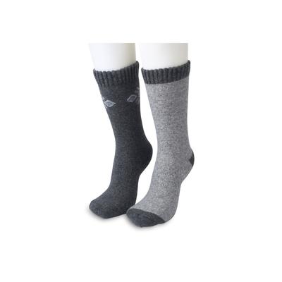 Women's 2 Pair Pack 25% Wool Blend Socks by GaaHuu in Black Snowflake Border (Size ONESZ)