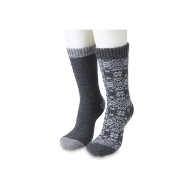 Women's 2 Pair Pack 25% Wool Blend Socks by GaaHuu in Black Snowflake (Size ONESZ)