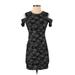 BCBGMAXAZRIA Casual Dress - Mini High Neck Short sleeves: Black Dresses - Women's Size Small