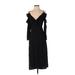 Topshop Casual Dress - Midi Cold Shoulder Long sleeves: Black Solid Dresses - Women's Size 4
