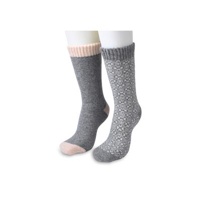 Plus Size Women's 2 Pair Pack 25% Wool Blend Socks by GaaHuu in Grey Nordic (Size ONESZ)