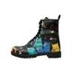 Schnürboots DOGO "Damen Boots" Gr. 39, Normalschaft, schwarz (schwarz, grün) Damen Schuhe Schnürstiefeletten Vegan