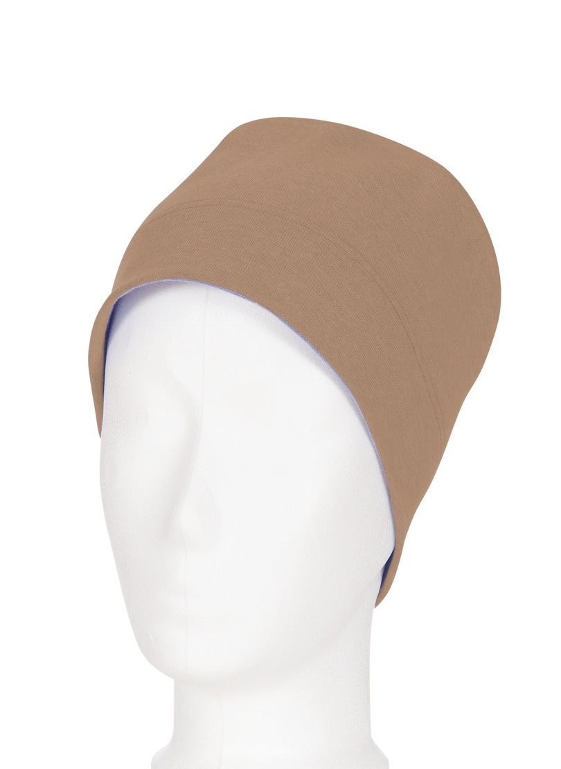 Strickmütze TRIGEMA "TRIGEMA Soft-Cap", Kinder, Gr. 900, braun (nougat, melange), Baumwollmischung, sportlich, Mützen Image