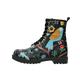 Schnürboots DOGO "Damen Boots" Gr. 41, Normalschaft, schwarz (schwarz, blau) Damen Schuhe Schnürstiefeletten Vegan
