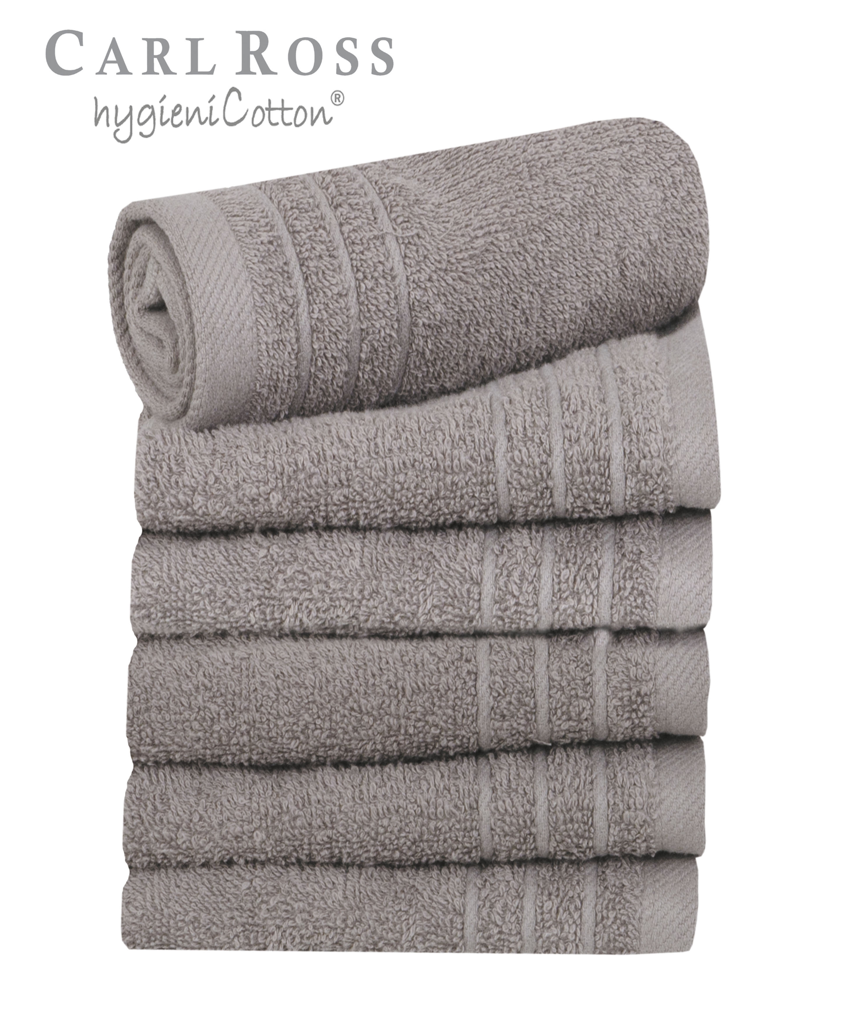 Gästehandtücher CARL ROSS "HygieniCotton", grau (platin), B:30cm L:50cm, Frottee, Obermaterial: 100% Baumwolle, Handtücher, mit 2 Aufhängekordeln Image