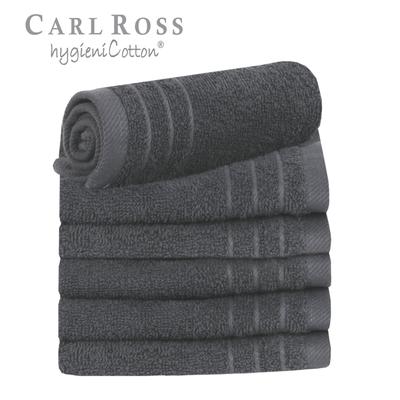 Gästehandtuch CARL ROSS "HygieniCotton", grau (graphite), B:30cm L:50cm, Frottee, Obermaterial: 100% Baumwolle, Handtücher (Packung), mit 2 Aufhängekordeln Image