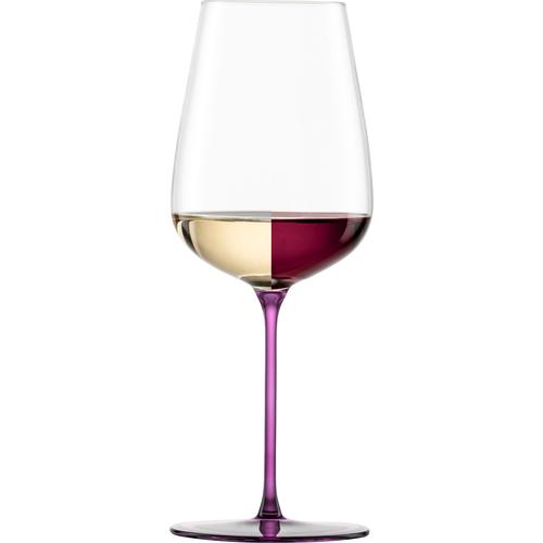 „Weinglas EISCH „“INSPIRE SENSISPLUS, Made in Germany““ Trinkgefäße Gr. Ø 9,1 cm x 23,7 cm, 580 ml, 2 tlg., lila (mauve) Weingläser und Dekanter die Veredelung der Stiele erfolgt in Handarbeit, 2-teilig“
