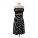 Ann Taylor Casual Dress - A-Line Strapless Sleeveless: Black Print Dresses - Women's Size Medium