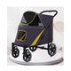 Dog Stroller, Foldable Dog Trolley, Cat Stroller, Dog Stroller with Cushion, Dog Trolley with Mesh Window, for Large and Medium Dogs,Greyish Yellow