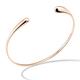Miabella 18K Rose Gold Over Sterling Silver Italian Handmade Adjustable Elongated Organic Teardrop Open Cuff Bangle Bracelet for Women 6.75-7, 7.25-7.5 Inch (Small (6.75" - 7"))