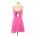 Cotton Candy LA Casual Dress - A-Line Plunge Sleeveless: Pink Print Dresses - Women's Size Medium