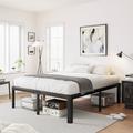 Alwyn Home Oley 18" Heavy Duty Steel Platform Bed Frame w/ Round Corners, No Box Spring Needed, Noise Free Metal in Black | Wayfair