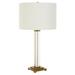 Everly Quinn Ebiasaf Metal Table Lamp Metal/Fabric in White/Yellow | 28 H x 15 W x 15 D in | Wayfair 6ECF31B4E03D46D89C01DEEDA6B37BA4