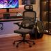 Inbox Zero Ergonomic Mesh Office Chair w/ Adjustable Lumbar Support & Padded Armrests, for 5'3" to 6'6" Upholstered in Black/Gray | Wayfair