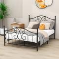 Winston Porter Milkana Metal Platform bed w/ Headboard & Footboard Metal in Black/Gray | 42.1 H x 54.5 W x 77.9 D in | Wayfair