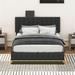 Ivy Bronx Jessiel Modern Platform Bed w/ Sockets & USB Ports Upholstered, Wood in Black | 42.9 H x 63 W x 84.3 D in | Wayfair