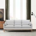 Hokku Designs Khyden 87" Recessed Arms Sofa Faux Leather/Genuine Leather in Gray/Brown | 37 H x 87 W x 37 D in | Wayfair